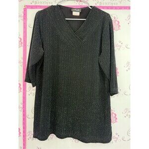 Marallis vintage top sparkly Collection Black Sparkle V-Neck Top